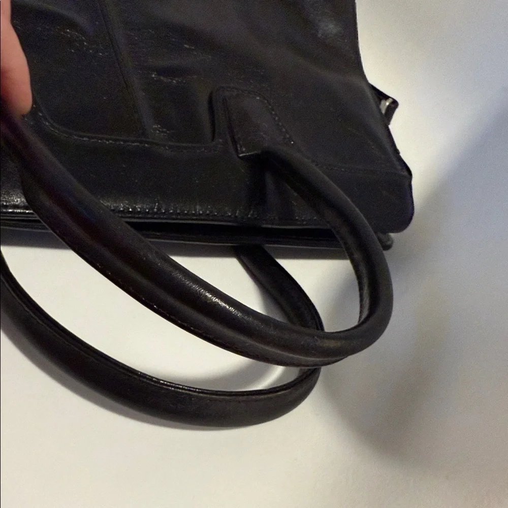 Elegant Black Leather Briefcase Messenger Laptop Executive bag shoulder strap